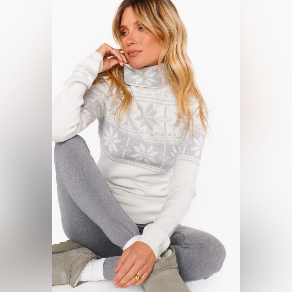 Show Me Your Mumu Ski Pullover in Silver Fair Isle Knit NWT